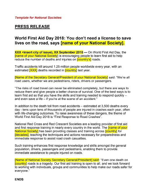 Press release Example for WFAD