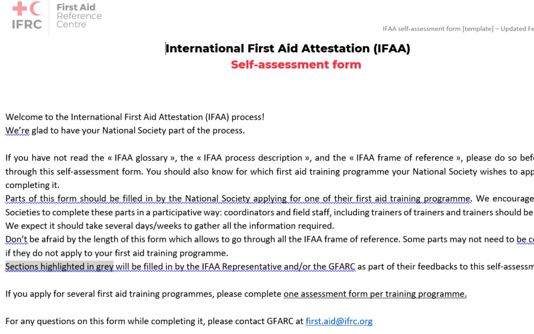 International First Aid Attestation Application