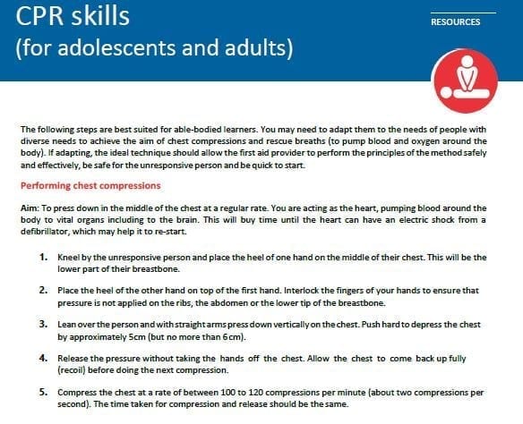 CPR skills (for adolescents and adults)