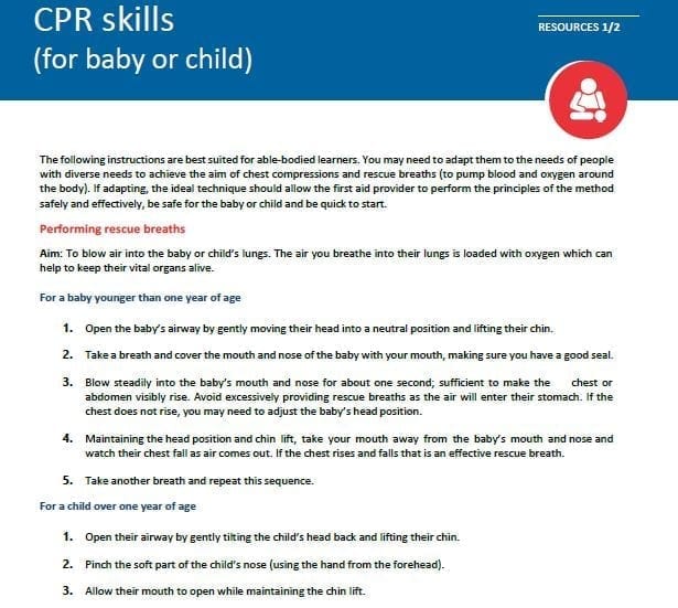 CPR skills (for baby or child)