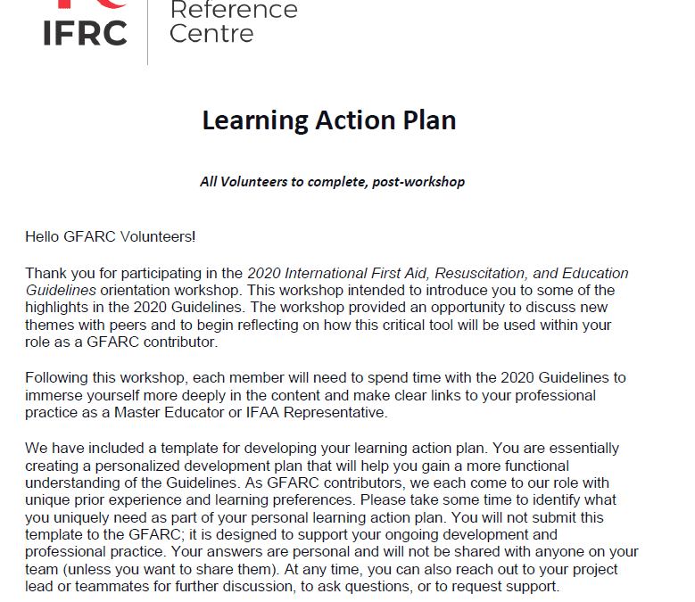 Learning Action Plan