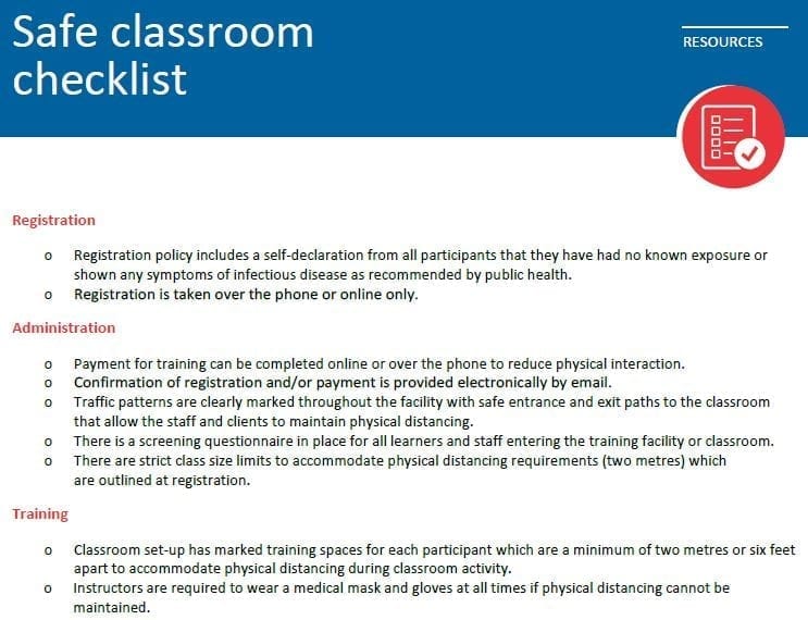 Safe classroom checklist