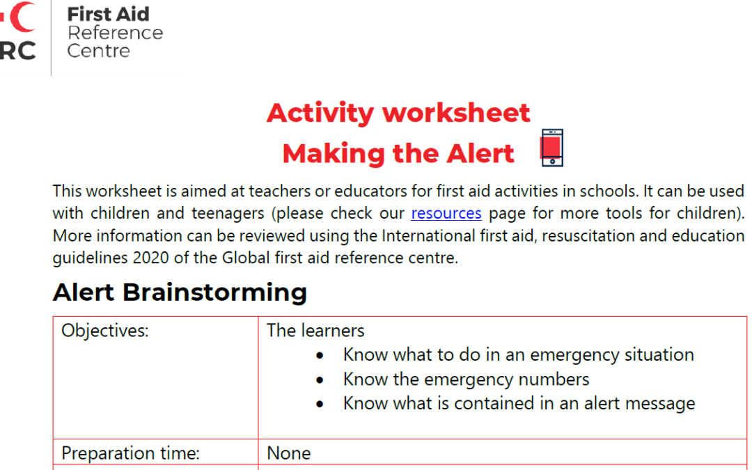 Activity: Making an Alert (children)