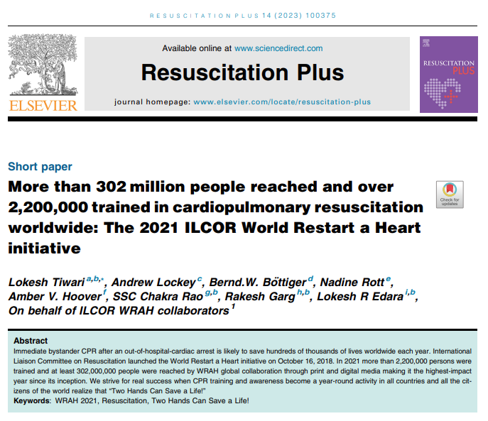 Article on World Restart a Heart initiative 2021