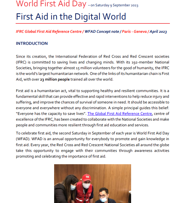 Concept Note World First Aid Day 2023