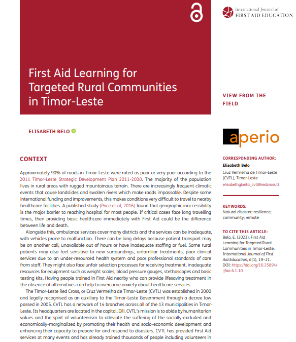 First Aid Learning for Targeted Rural Communities in Timor-Leste