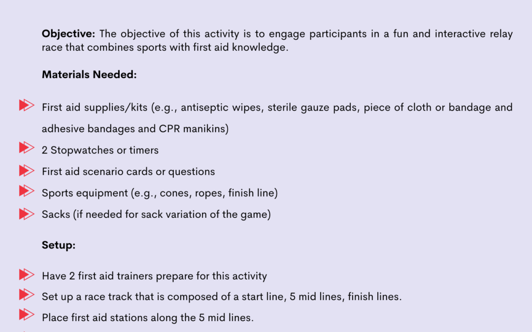Activity Sheet Relay Race